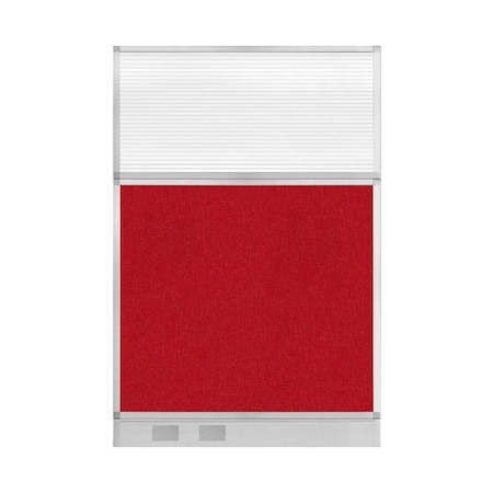 Versare Hush Panel Configurable Cubicle Partition 4' x 6' Red Fabric Clear Fluted Window w/ Cable Channel 1855627-1